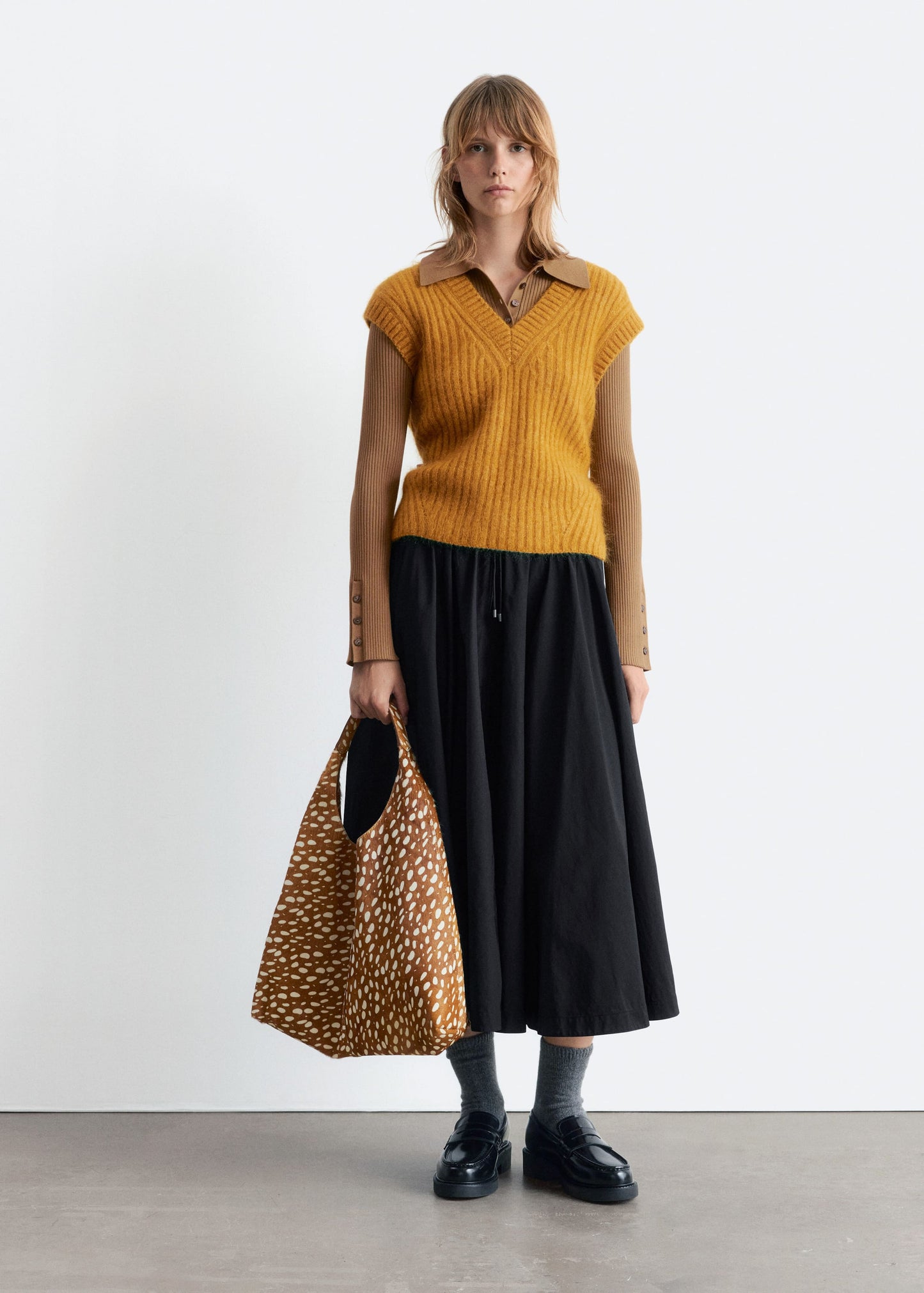 Deer-Print Leather Tote