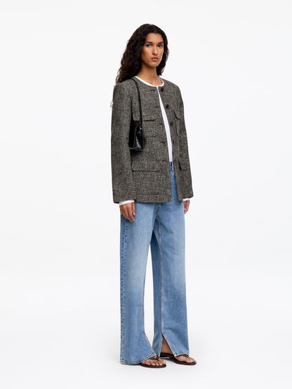 Wool-Cotton Blend Utility Jacket