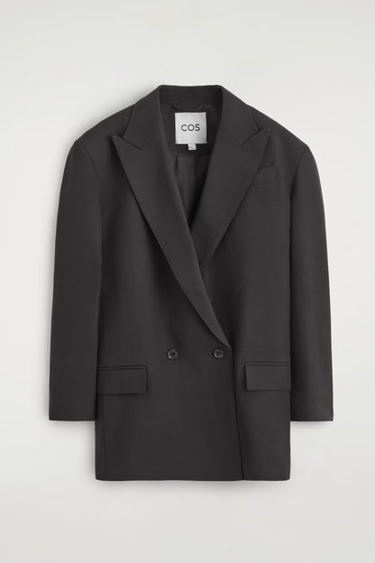 Contrast-Lined Double-Breasted Blazer