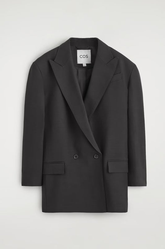 Contrast-Lined Double-Breasted Blazer