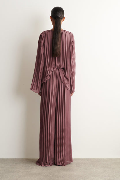 Pleated georgette trousers