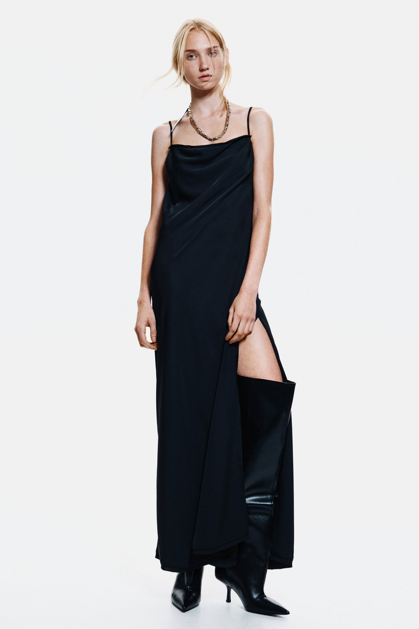 Belt-detail strappy dress