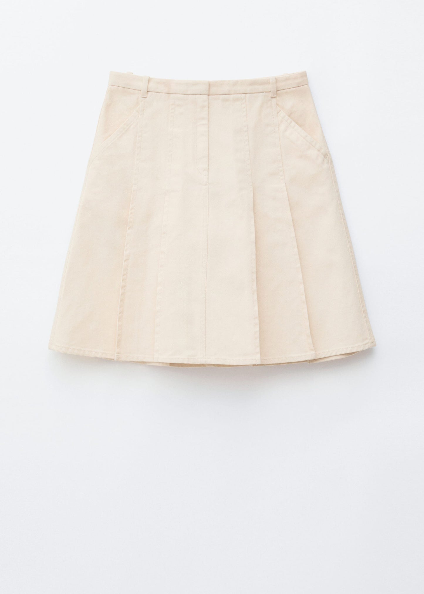 Pleated Cotton Midi Skirt