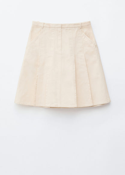 Pleated Cotton Midi Skirt