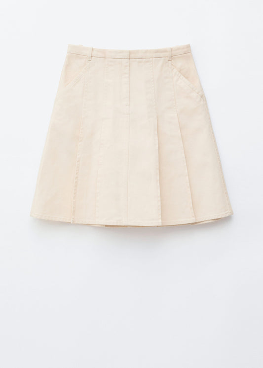 Pleated Cotton Midi Skirt