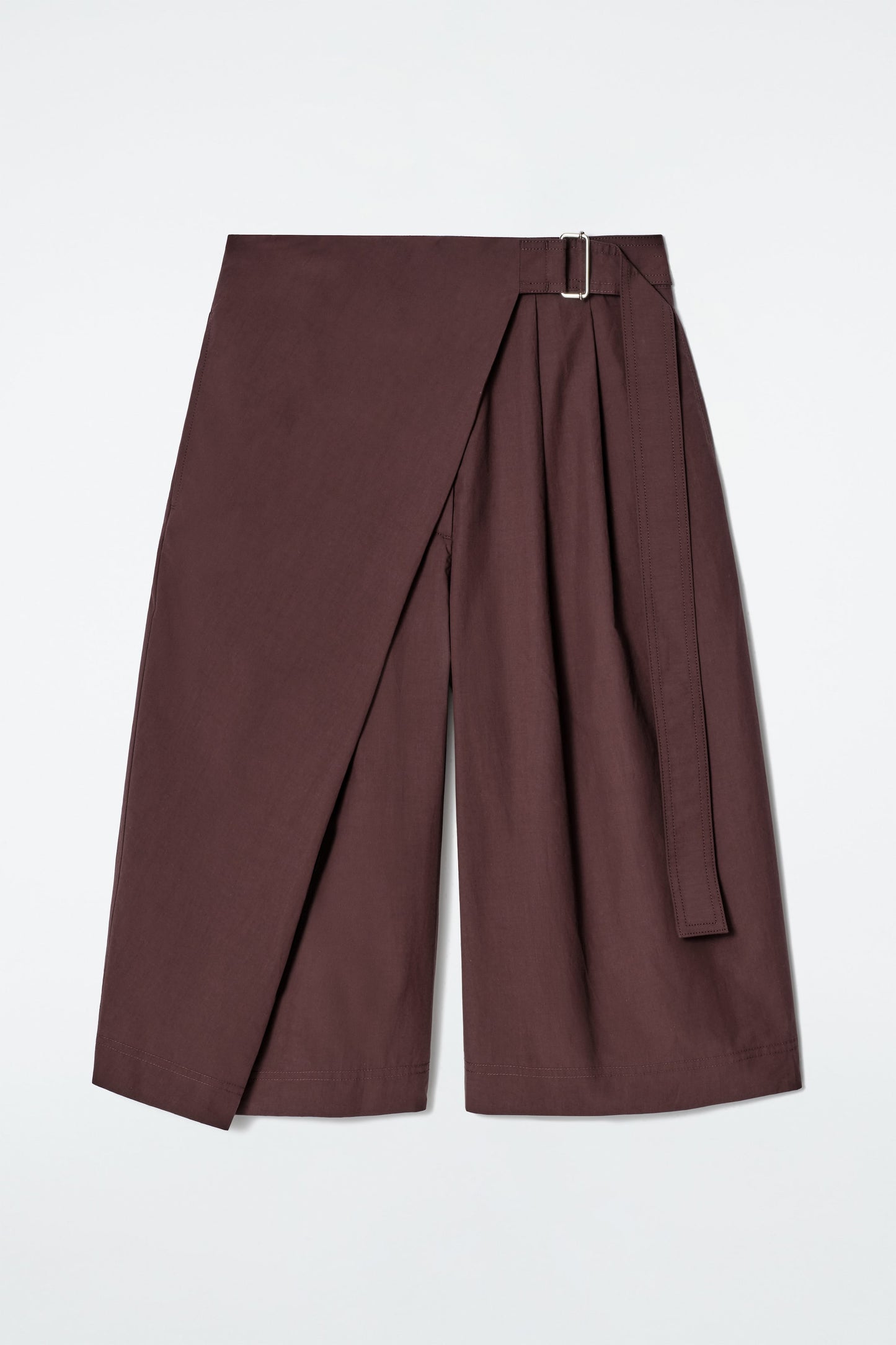 Belted wrap-front cotton shorts