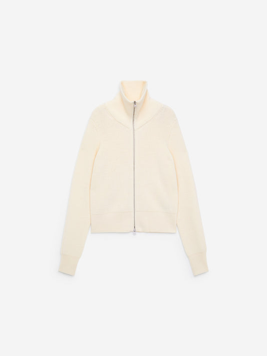 Wool-Cotton Zip Cardigan