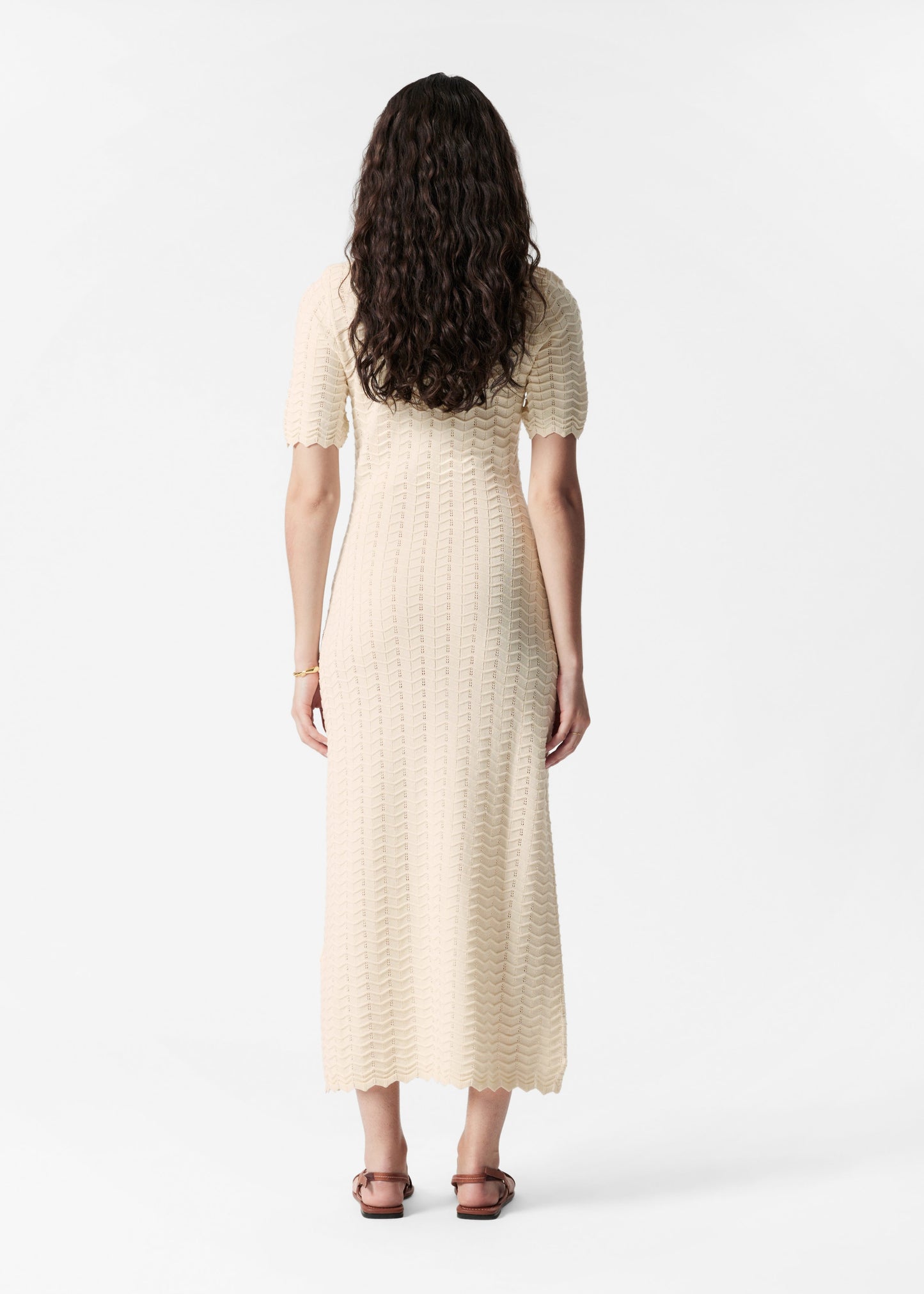Pointelle-Knit Midi Dress