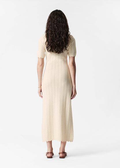 Pointelle-Knit Midi Dress