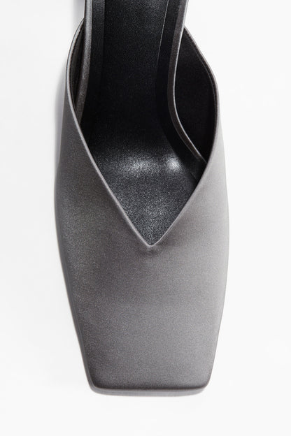 Cone-heel satin mules