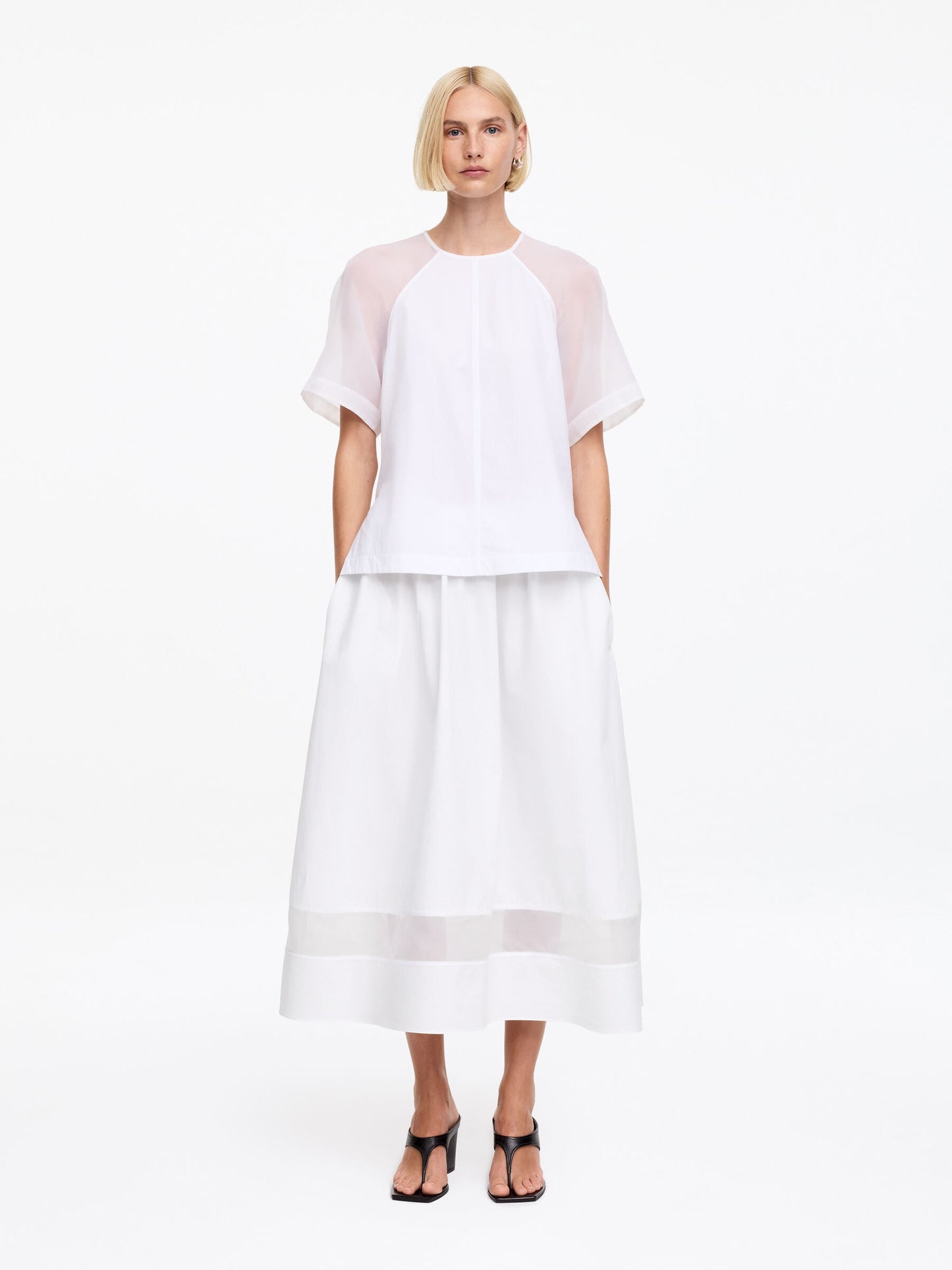 Organza Panel Midi Skirt