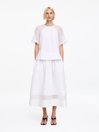 Organza Panel Midi Skirt