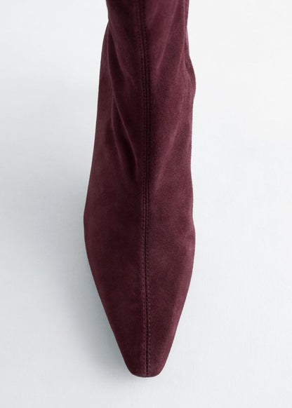 Stretch-Leather Ankle Boots