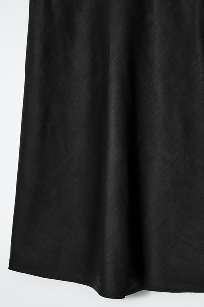 Linen-blend midi column skirt