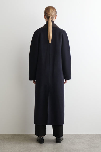 Double-Faced Wool Shawl-Collar Coat