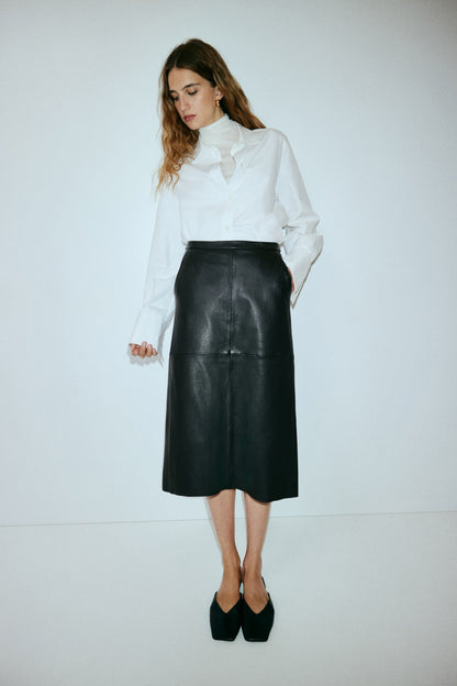 Leather pencil skirt