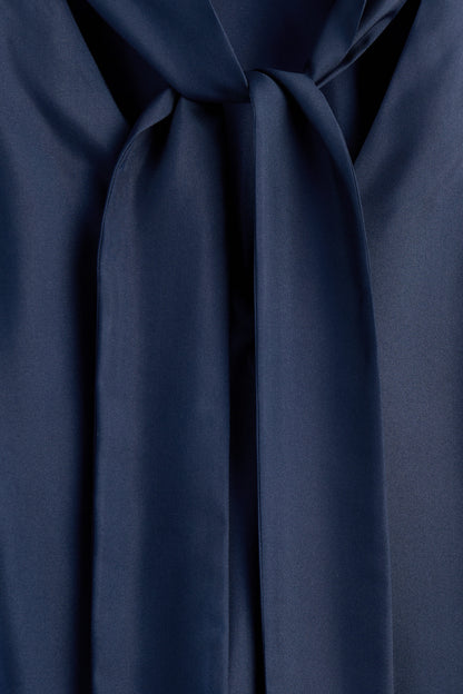 Draped Tie-Detail Silk Top