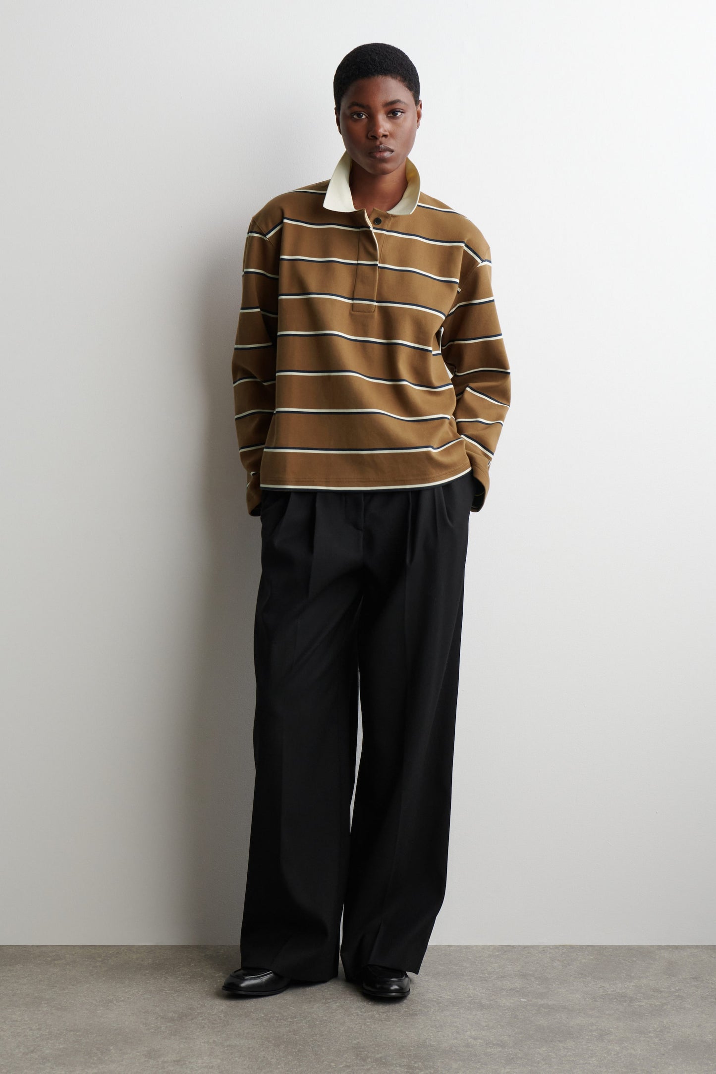 Striped Long-Sleeved Polo Shirt