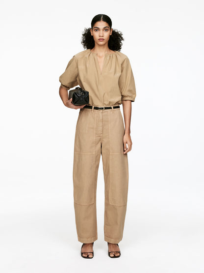 Barrel-Leg Cotton Trousers