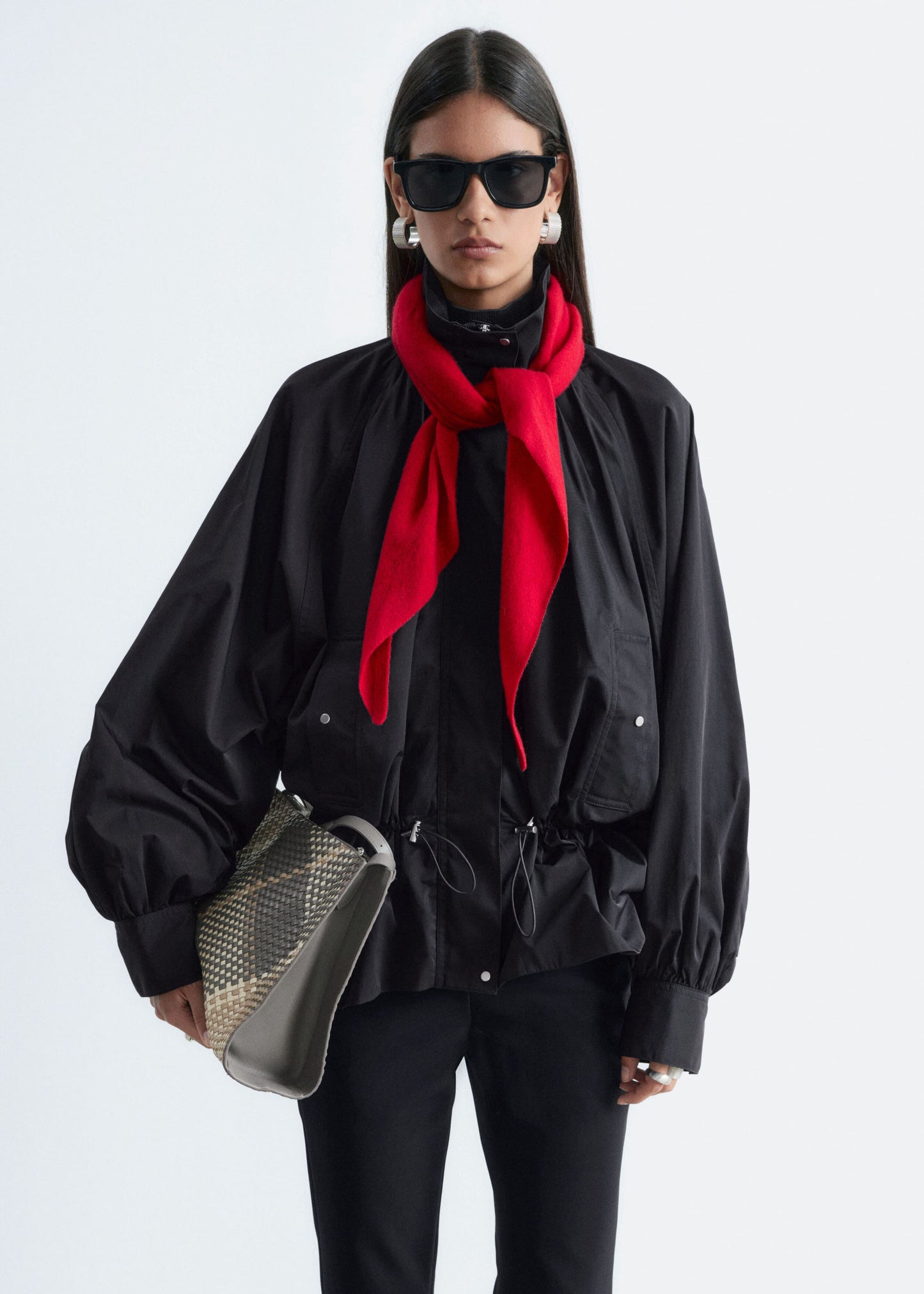Nylon Funnel-Collar Jacket