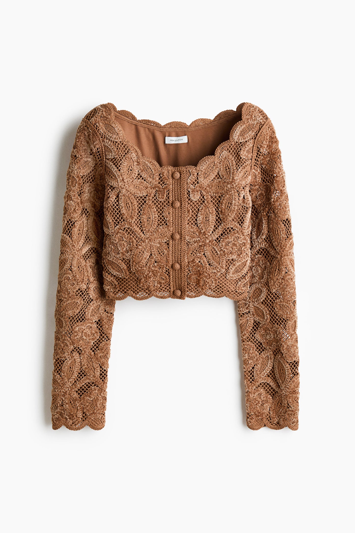 Cropped crochet-look top
