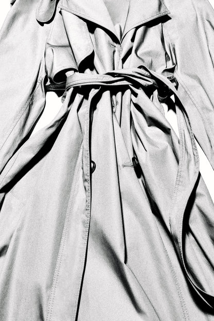 Funnel-Neck Cotton Trench Coat