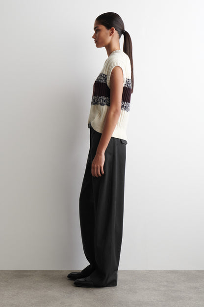 Textured merino wool v-neck vest