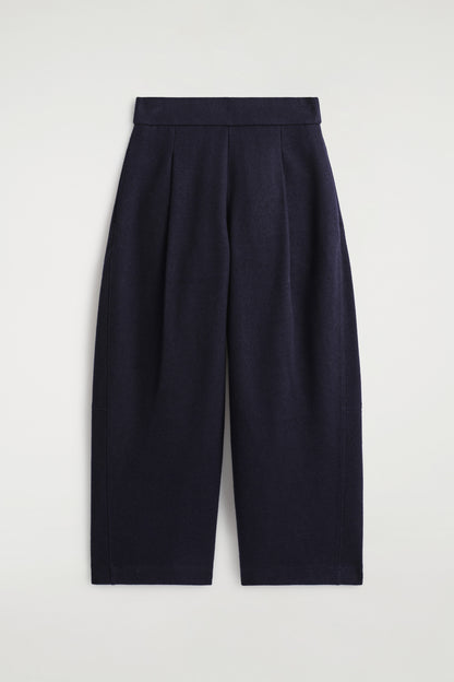 Boiled-Wool Barrel-Leg Trousers