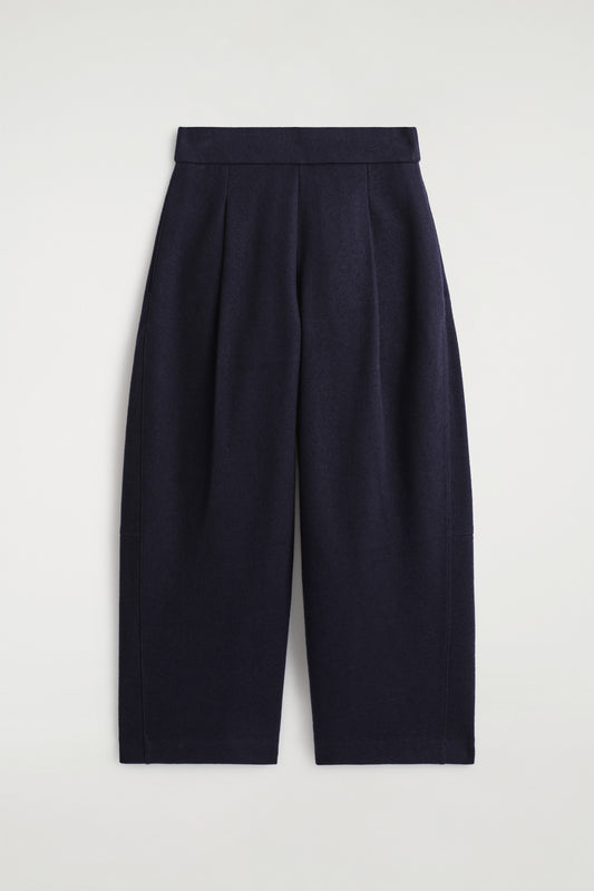 Boiled-Wool Barrel-Leg Trousers