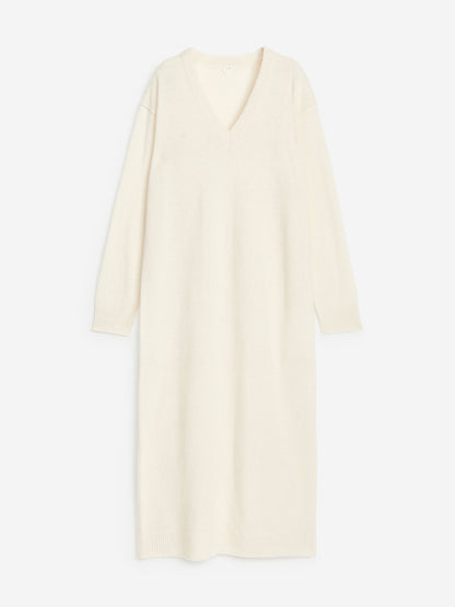 V-Neck Wool Dress