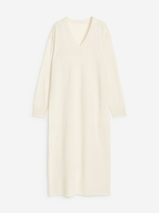 V-Neck Wool Dress