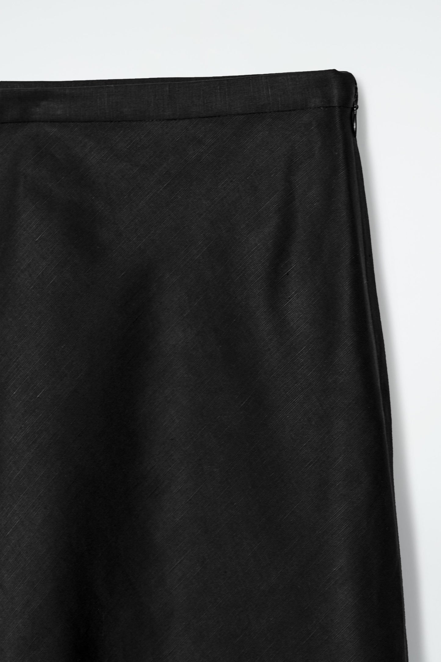 Linen-blend midi column skirt