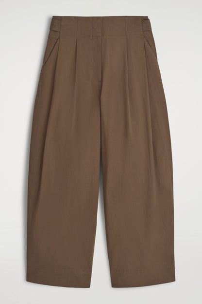 Cotton Barrel-Leg Trousers