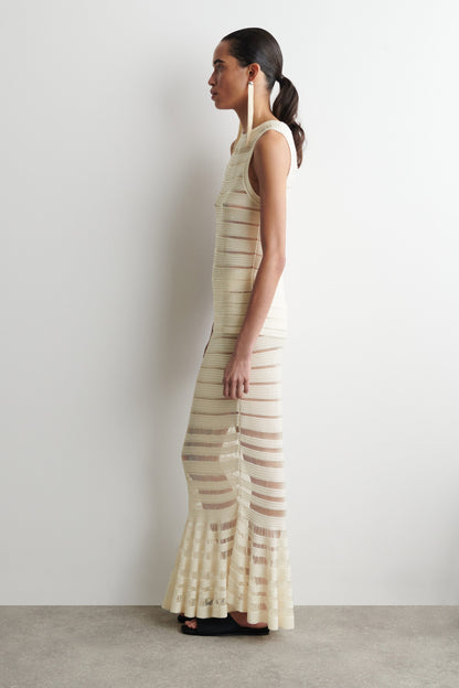 Ladder-Stitch Knitted Midi Skirt