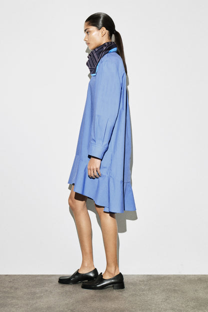Flared Cotton Mini Shirt Dress