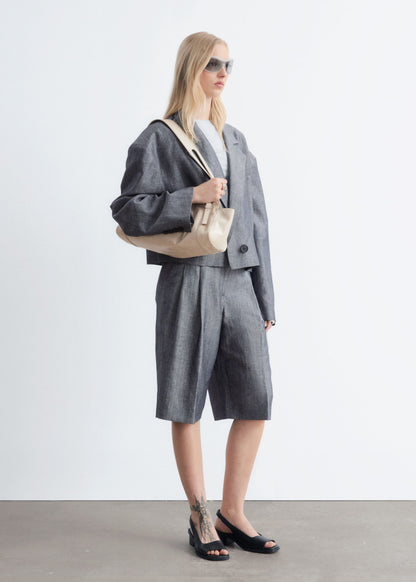 Cropped Wool-Linen Blazer