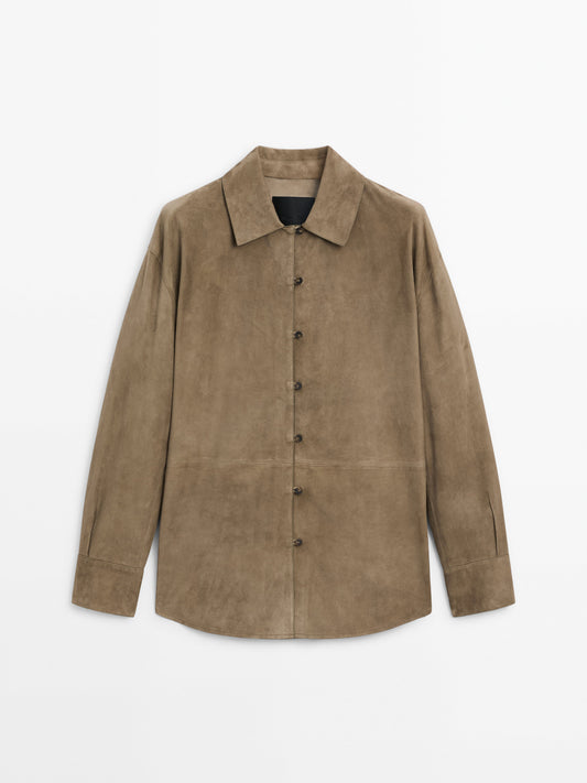 Suede leather buttoned shirt