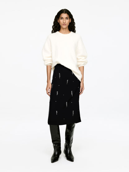 Rhinestone-Detail Midi Skirt