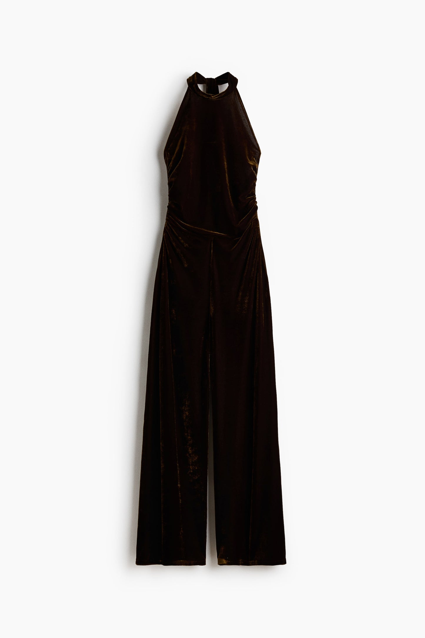 Velour halterneck jumpsuit