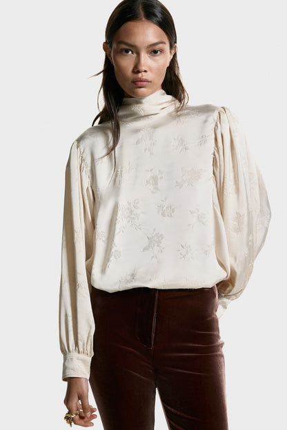 Oversized jacquard-weave blouse