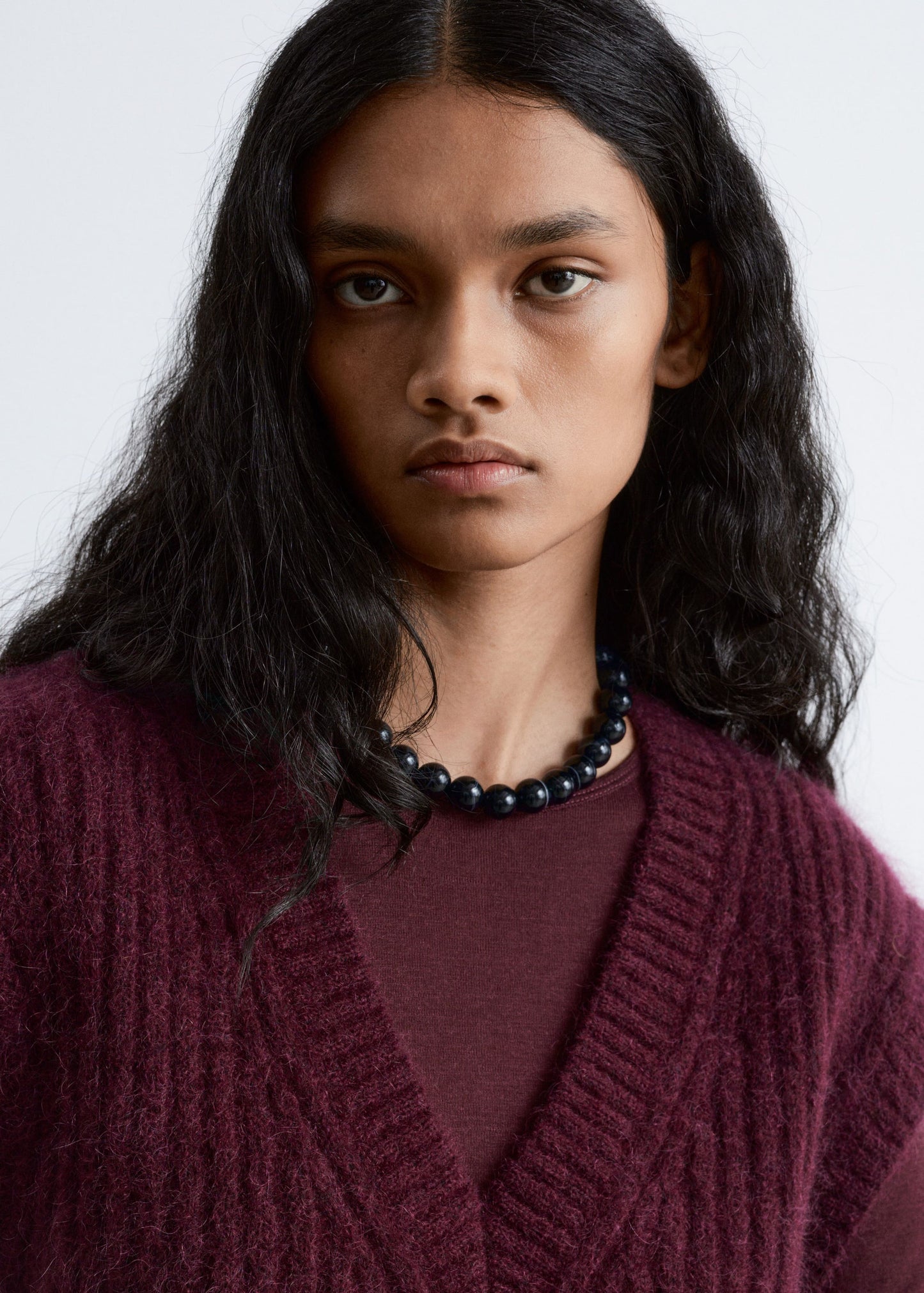 Knitted Mohair-Blend V-Neck Vest