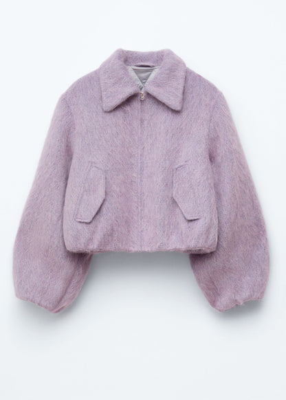 Cropped Wool Bomber Jacket