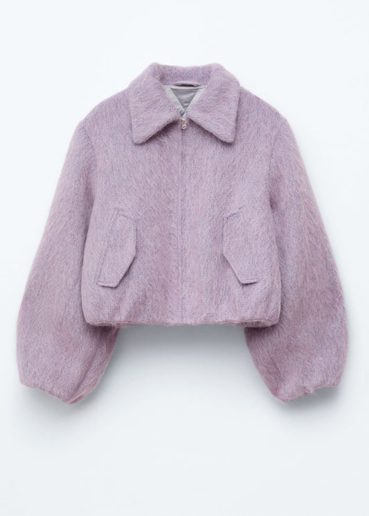 Cropped Wool Bomber Jacket