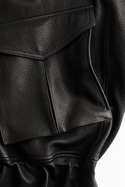 Peplum leather jacket