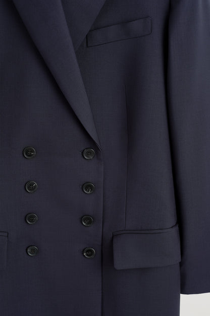 Wool Double-Breasted Longline Blazer