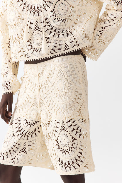 Crochet-look bermuda shorts