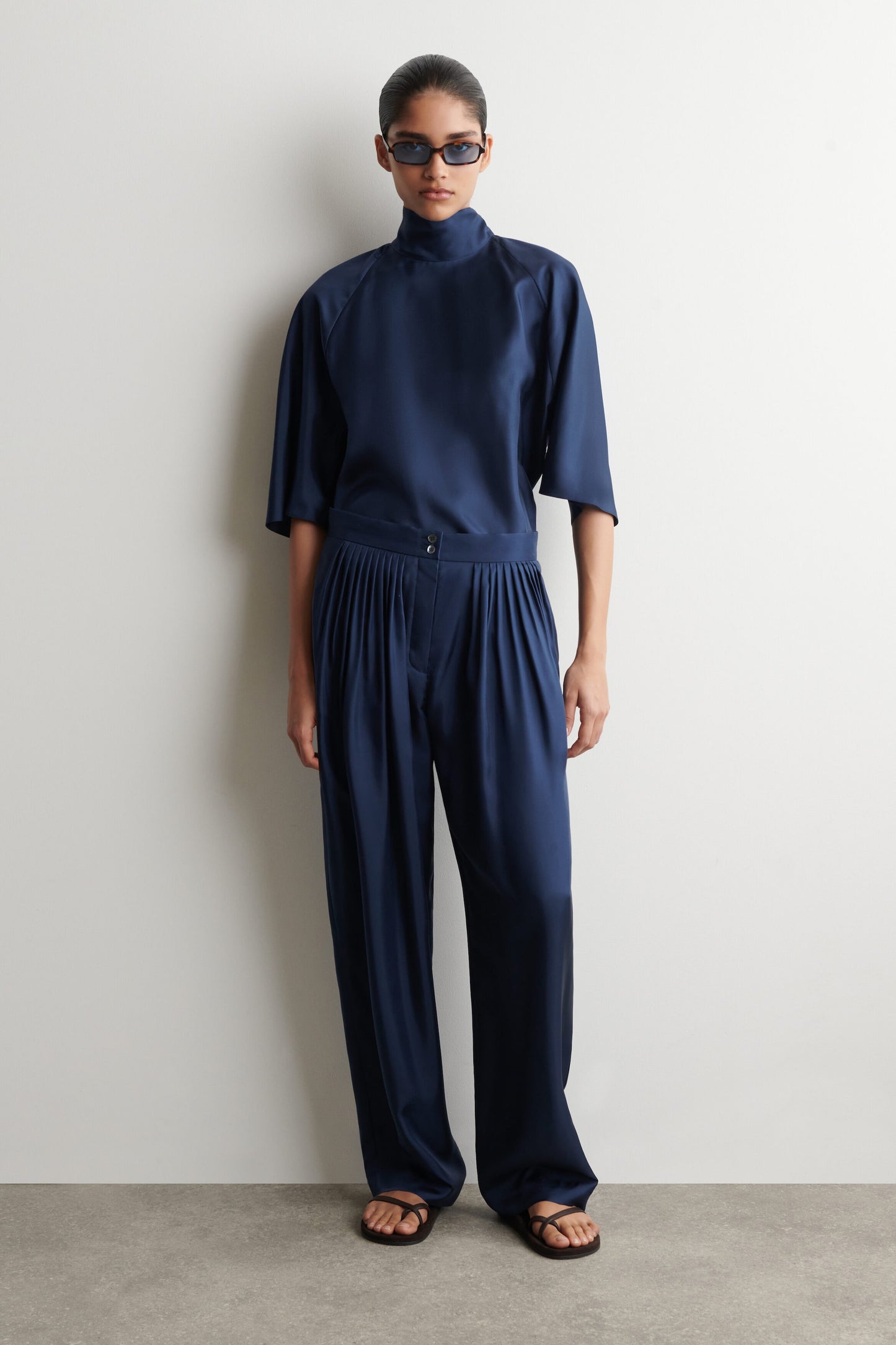 Draped Tie-Detail Silk Top