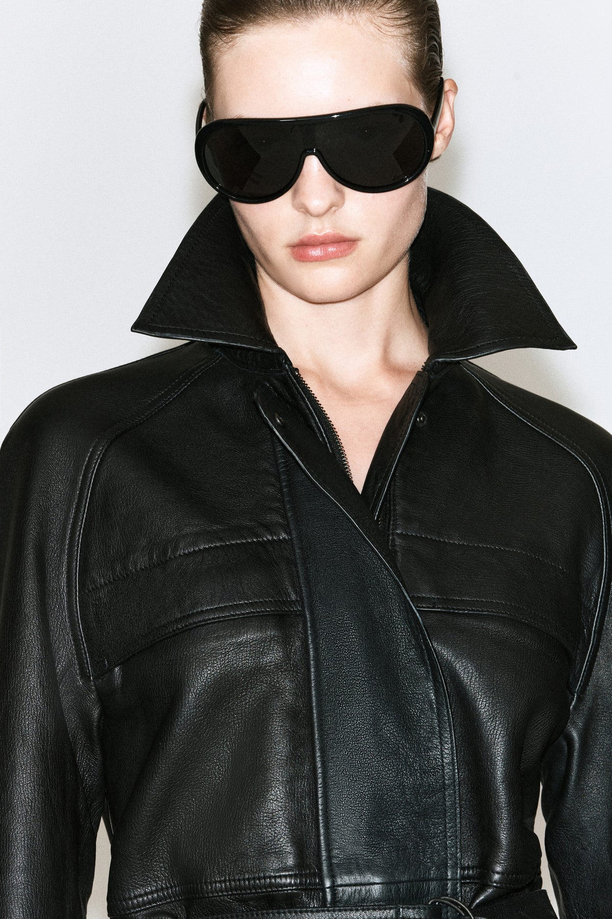 Belted Leather Workwear Jacket