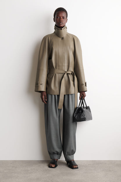 Pleated Wool-Blend Balloon-Leg Trousers