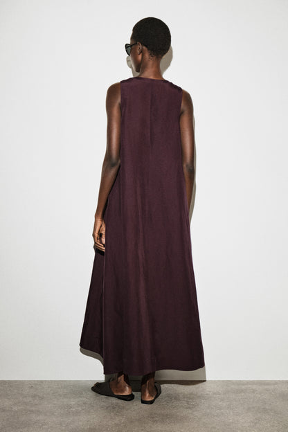 A-Line Linen-Blend Maxi Dress